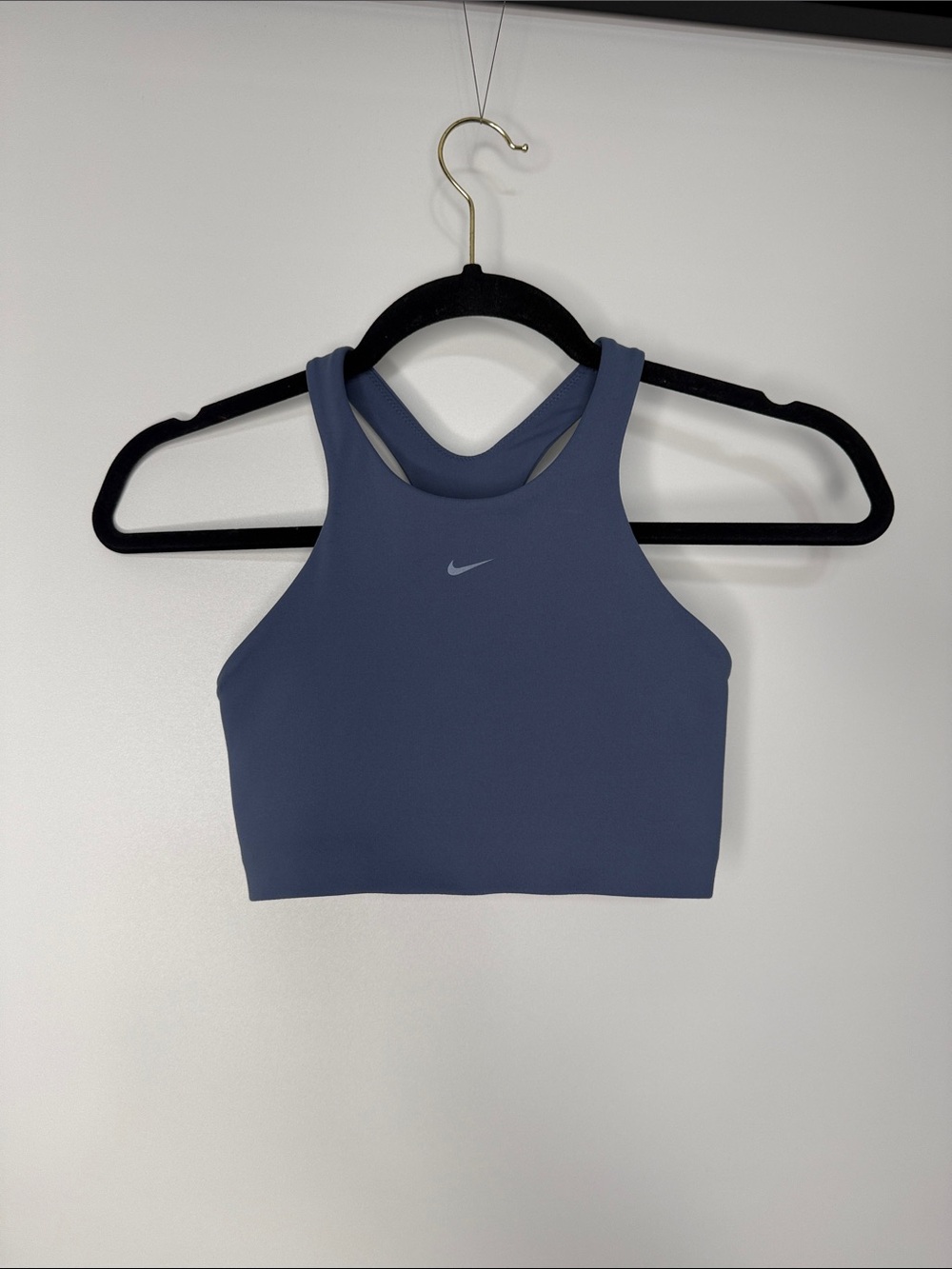 Nike Alate Dri-Fit High-Neck Crop Sports Bra in Slate Blue XS